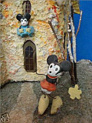 Mickey Mouse Antique Christmas Village Putz 
House